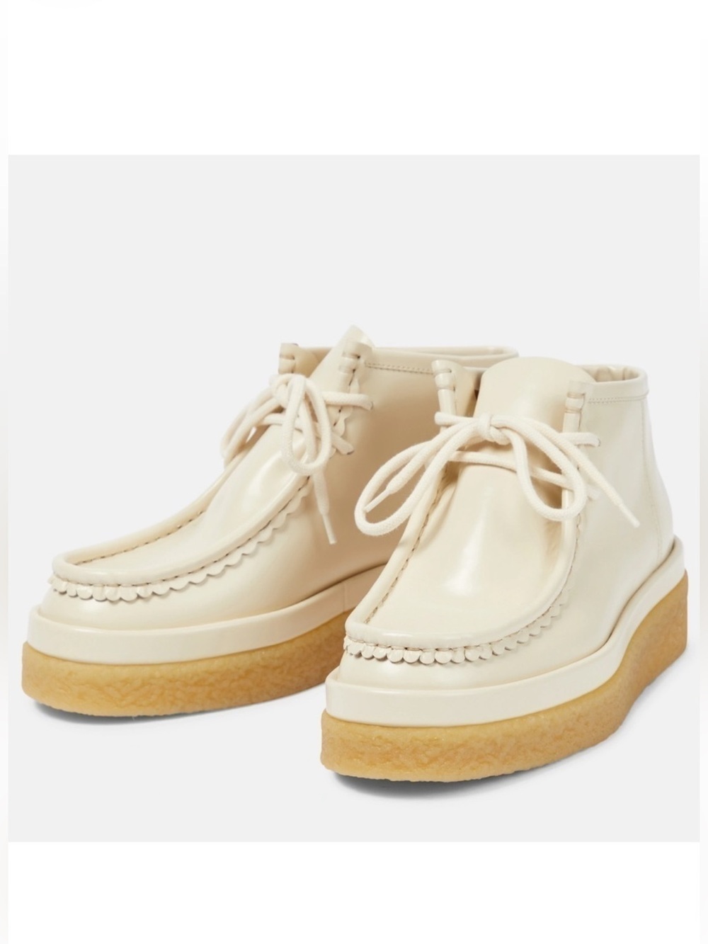 Chloé Cream Lace-Up loafer bootied